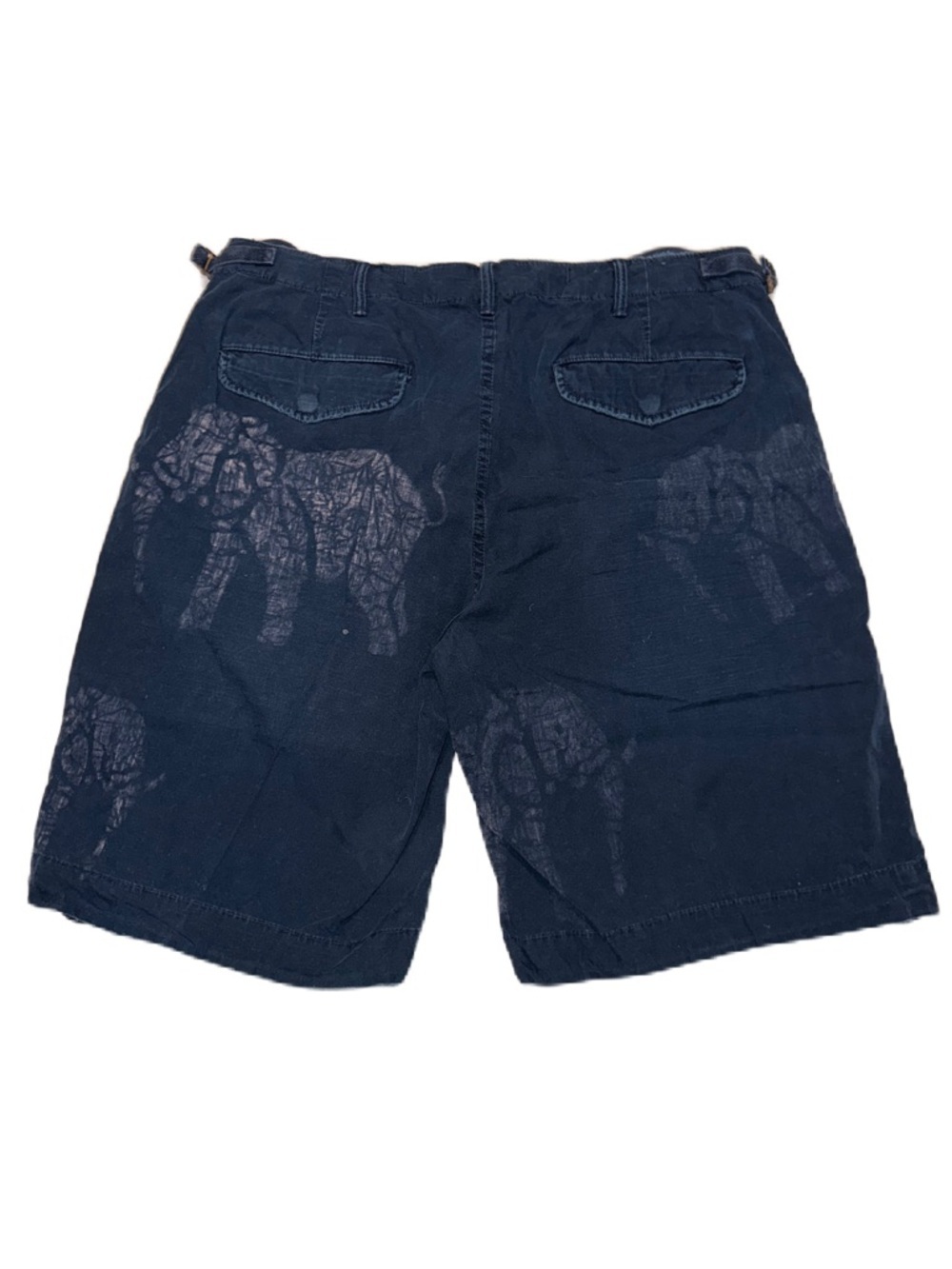 Vintage Polo Ralph Lauren W34 Cargo Surplus Fit Shorts Navy Blue Elephant Print - Picture 2 of 4